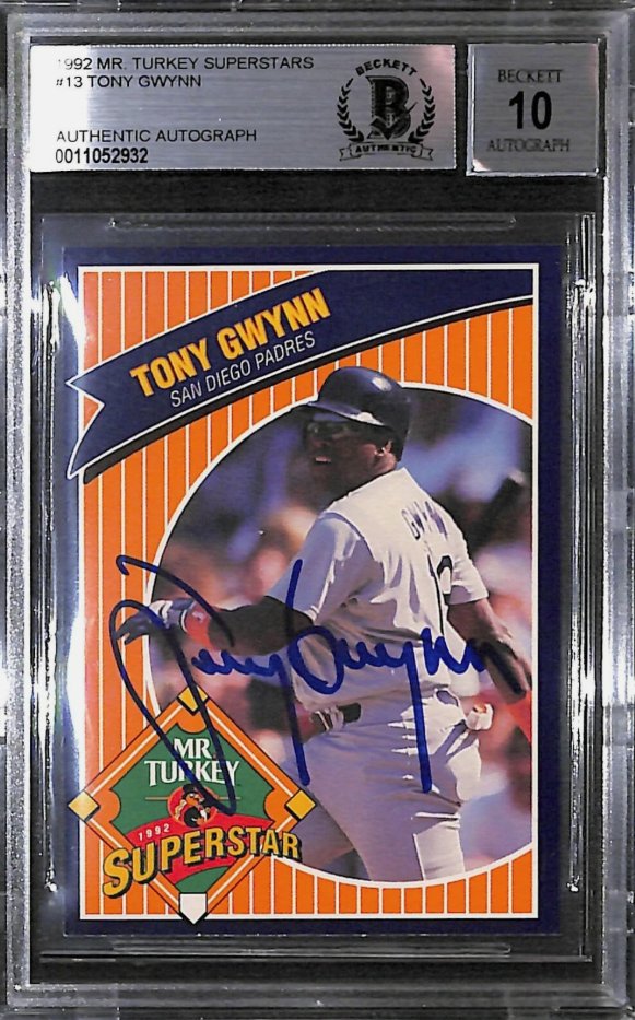1992 Mr. Turkey Superstars Tony Gwynn #13 — BAS Autograph 10